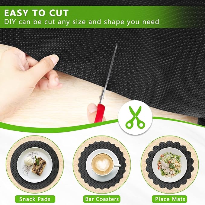 WochiTV Shelf Liner for Cabinets, Drawer 11.8 Inch x 20 Feet, Non Adhesive EVA Plastic Waterproof Protectors Mats for Kitchen, Pantry, Bathroom Closet, Cupboard, Black