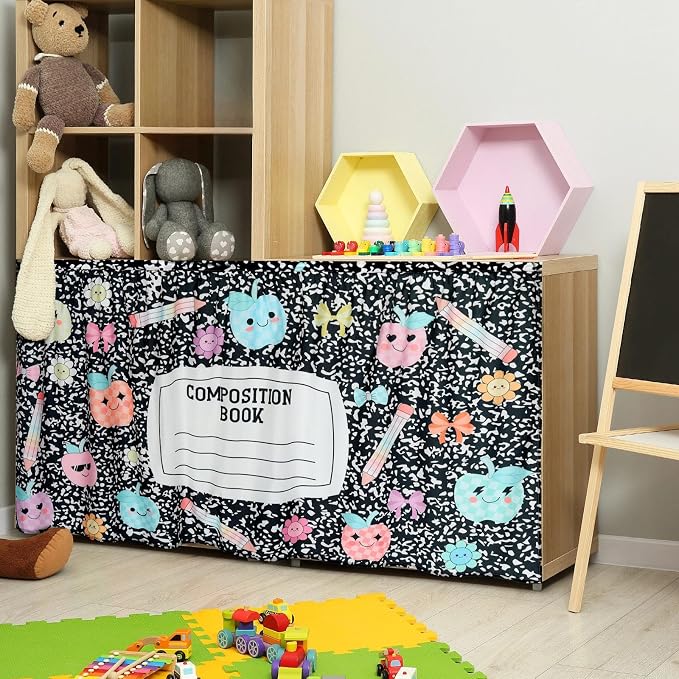 VitalCozy Composition Notebook Table Skirt for Classroom Teacher 28" W x 51" L Desk Skirts Teacher Appreciation Week Back to School Gifts for Kindergarten Classroom Office Bookcase Decoration