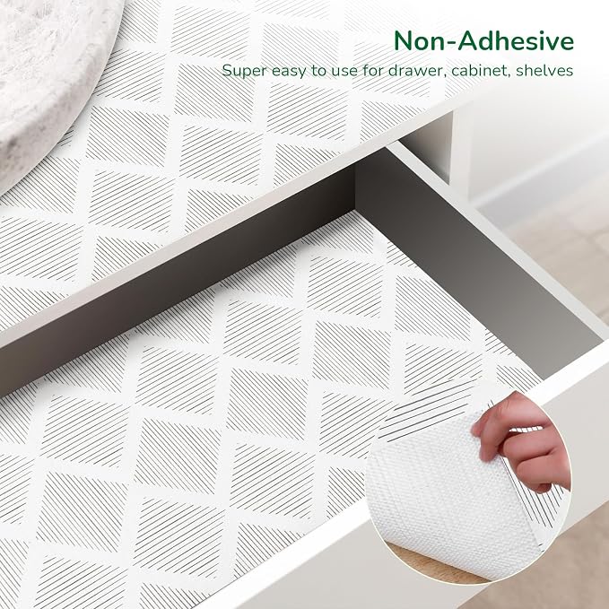 Shelf and Drawer Liner for Kitchen Cabinets 24In x 30FT Non-Adhesive Shelf Liner Non-Slip Strong Grip Cabinet Liner Waterproof Thickened Easy to Clean Drawer Mats Protect Pantry, Tool Box, Dresser