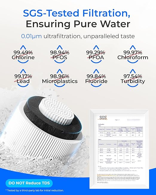 Waterdrop 10UBW-UF 0.01 μm Ultra Filtration Under Sink Water Filter System, Reduces Lead, Chlorine, Bad Taste & Odor, 1 Year, with Dedicated Brushed Nickel Faucet