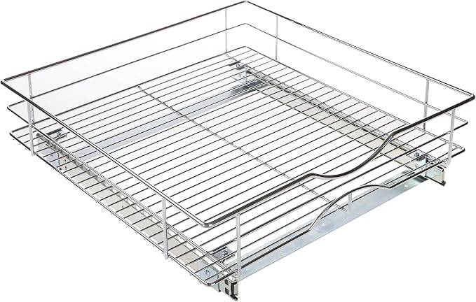 Home Zone Living Pull Out Kitchen Cabinet Organizer with Slide Out Drawer for Space Saving Storage, 20” W x 21” L