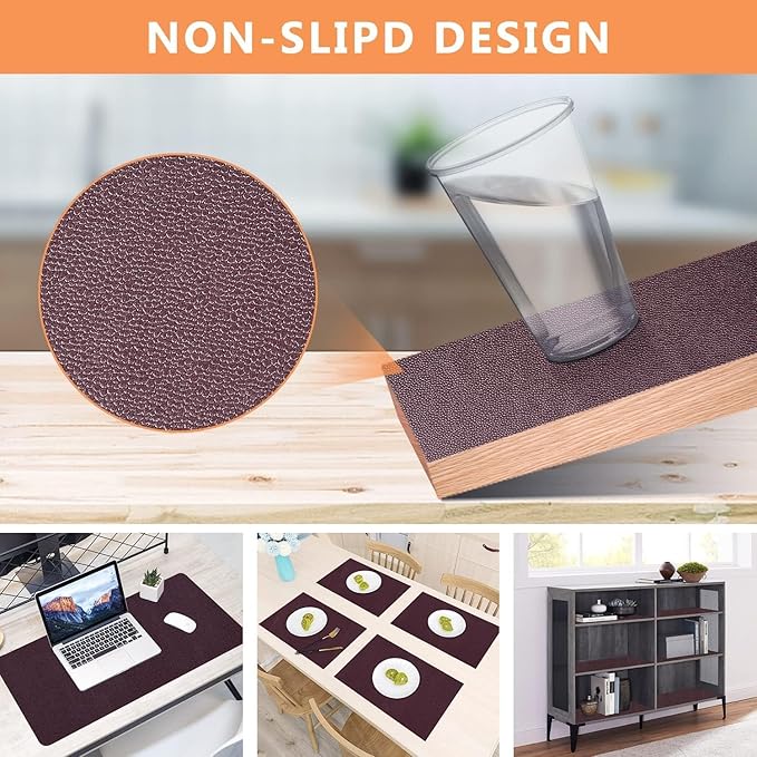WochiTV Shelf Liner for Cabinets, Drawer Non Adhesive Non Slip Foam Mat for Kitchen, Pantry, Bathroom, Cupboard, Garage, Closet, Shelves, Drawer, Tool Box, Brown 11.8 x 236 inches