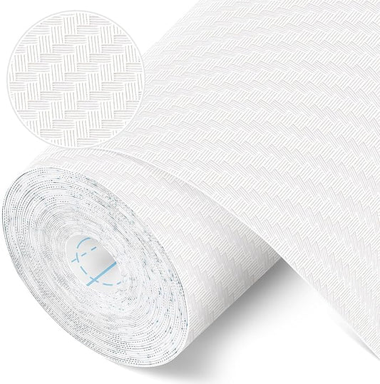 Self-Adhesive Shelf Liner Kitchen Liner, Waterproof Backed Paper Easy Peel and Stick Contact Liner Without Residue for Decor Your Desk Surface, Kitchen Countertops (White, 11.8 x 236.2 inches)