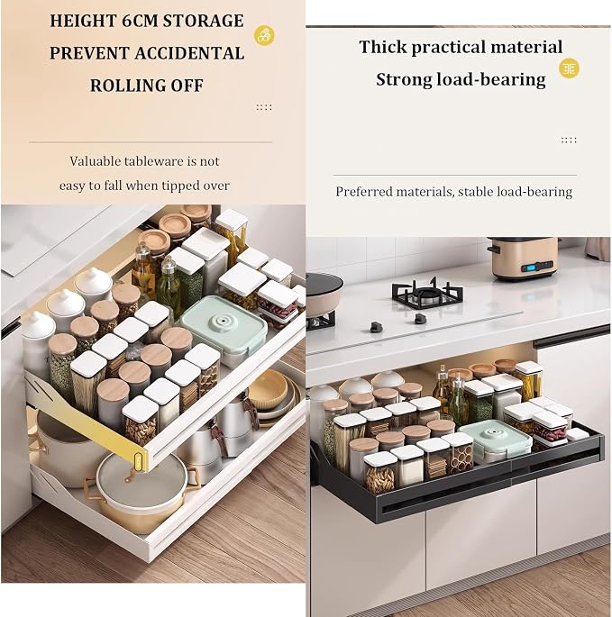Pull Out Kitchen Storage,Slide Out Drawer Storage Shelves,Home Office Organization Hidden Storage Pantry Shelf,No Need Drill and Nailing,for Kitchen Cupboard Cabinet. (Color : White)
