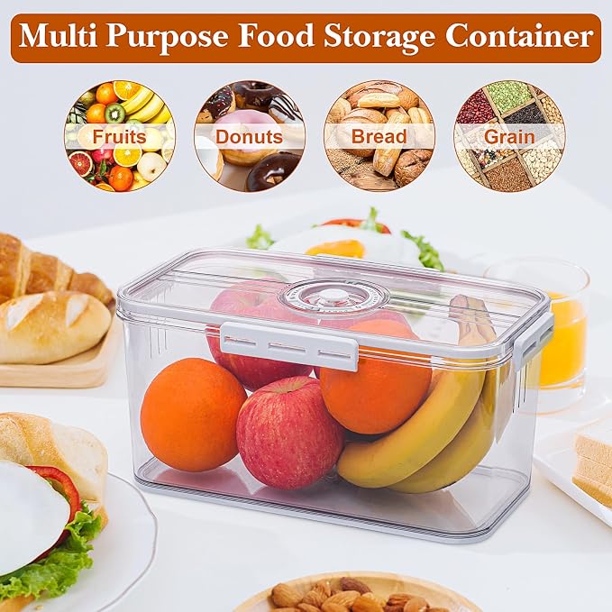 ANYPROLUS Bread Box for Homemade Bread Boxes for Kitchen Counter Airtight, Time Recording Bread Storage Container with Lid, Bread Containers Storage Airtight Loaf Bread Keeper, Large, White