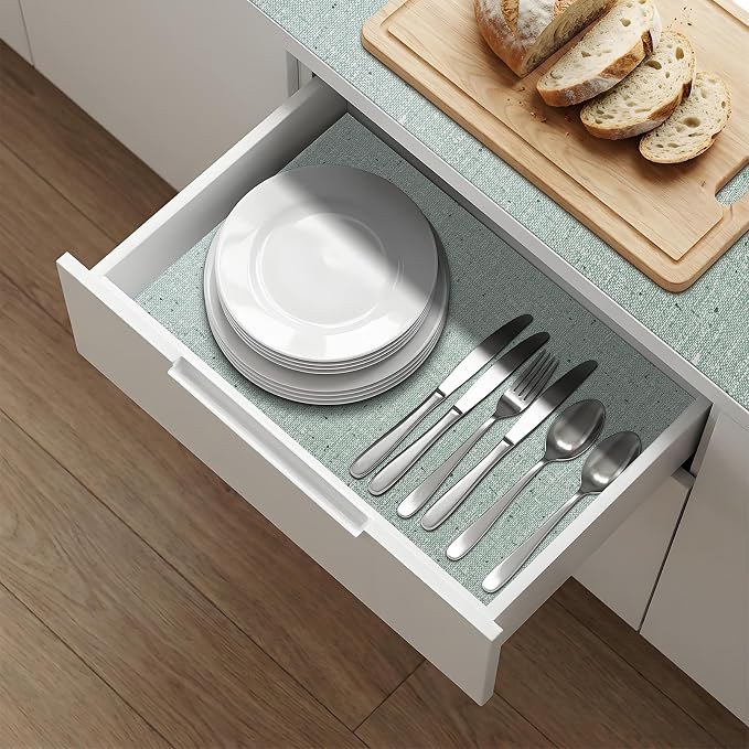 Shelf Liners Green 12'' X 120'' Drawer Liner for Kitchen Cabinet Non Adhesive, Strong Grip Anti Slip Cabinet Liners for Shelves, Oil-Proof Waterproof Cupboard Liner