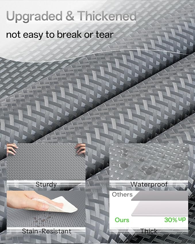 Shelf and Drawer Liner for Kitchen Cabinet, Non-Adhesive 24in x 240in Waterproof Contact Paper Refrigerator Liners Thickened Durable EVA Material Non Slip Mat for Dresser Cupboard Pantry Protector
