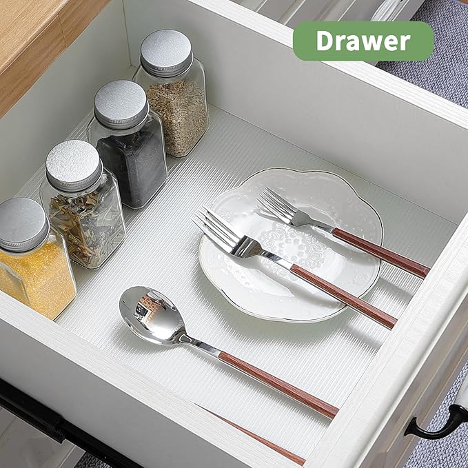 Shelf Liners 17 inch x 20 ft Shelf Liners for Kitchen cabinets nonstick Lining Drawer Mats EVA Protector for Cupboard (Clear Ribbed,17 inch x 20 ft)