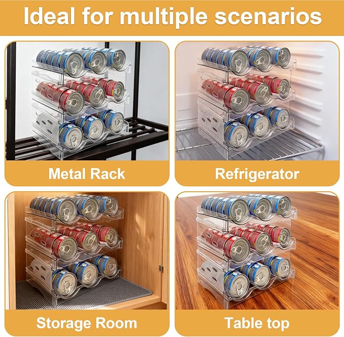 Cat Food Can Organizer,Can Organizer for Pantry,3-Layers Transparent Cat Food Storage Container Holds 54 (3.5oz) Cans,Canned Food Organizer and Storage for Countertop Kitchen Cabinet