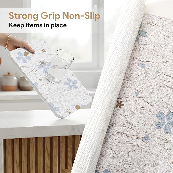 Non Adhesive Shelf Liner 10Rolls*12'' X 120'' Drawer Liner for Kitchen Cabinets, Waterproof Shelf Liners Durable Anti-Slip for Kitchen Cabinets Cupboard Liner