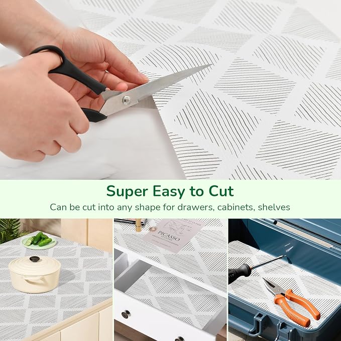 Shelf and Drawer Liner for Kitchen Cabinets 18In x 30FT Non-Adhesive Shelf Liner Non-Slip Strong Grip Cabinet Liner Waterproof Thickened Easy to Clean Drawer Mats Protect Pantry, Tool Box, Dresser