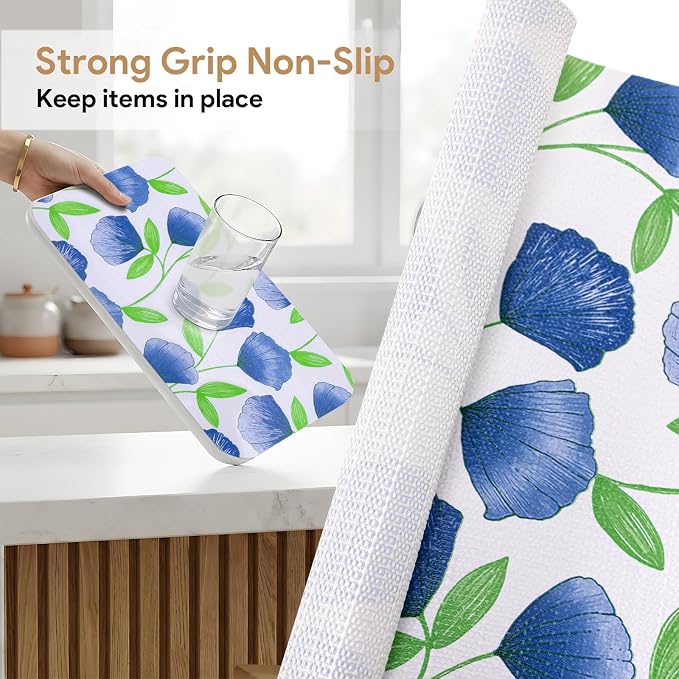 Non Adhesive Shelf Liner 20'' X 360'' Drawer Liner for Kitchen Cabinets, Waterproof Shelf Liners Durable Anti-Slip for Kitchen Cabinets Cupboard Liner