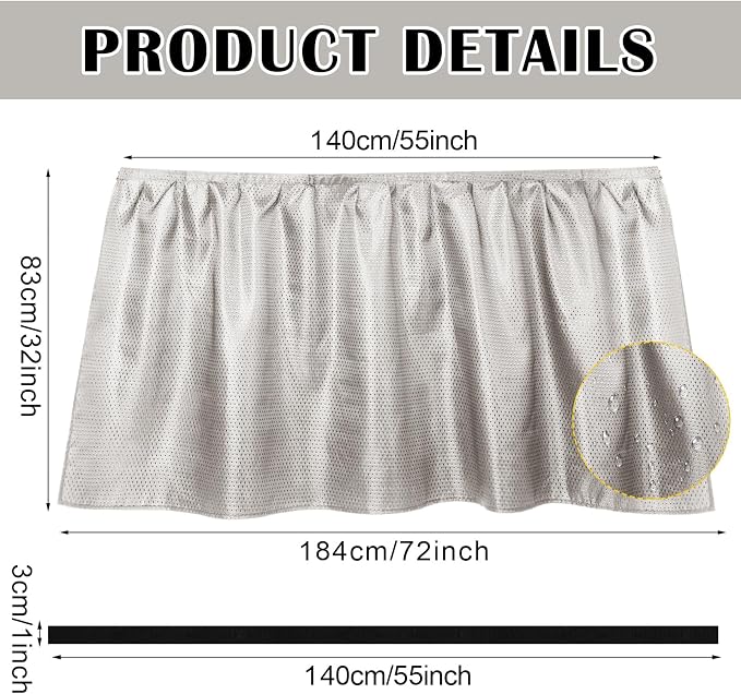 Fabric Sink Skirt Diamond Bathroom Stitch Self Stick Adhesive Waterproof Fabric Under Sink Curtain Skirt 55 x 32 Inch Adds Bathroom Storage(Silver Gray,Classic Style)