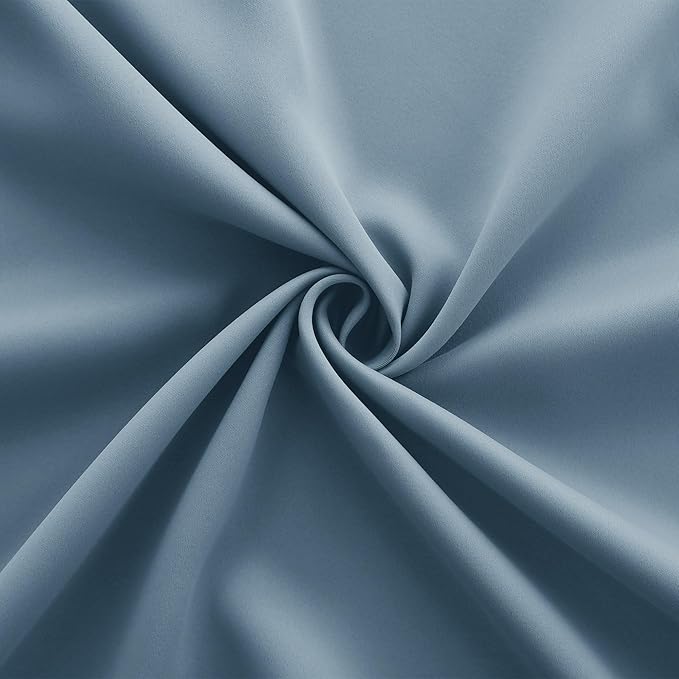 KOUFALL Dusty Blue Kitchen Curtains,Small Blackout Short Vintage Curtains for Bedroom,24 Inch Length,Stone Blue/Grey Blue