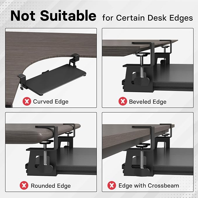 BONTEC KMT01-PJ Under Desk Keyboard Tray, Pull-Out Keyboard & Mouse Platform with C-Clamp, 20 x 11.8 in Space-Saving Ergonomic Slide-Out Drawer, Black