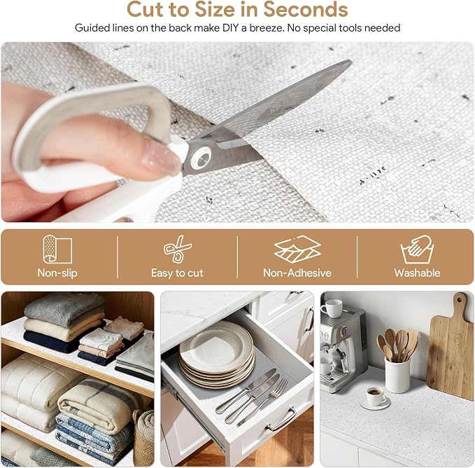 Shelf Liner 5Rolls*17.7'' X 96'' Drawer Liners Shelf Liners for Kitchen Cabinets Non Adhesive, Strong Grip Anti Slip Cabinet Liners for Shelves, Oil-Proof Waterproof Cupboard Liner