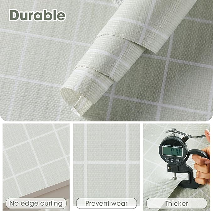 Drawer and Shelf Liner, Non-Slip Kitchen Cabinet Liners Non-Adhesive Thick Strong Grip Waterproof Washable Mats Protect Dresser Shelves Cupboard Bathroom Cabinets, Light Green, 12 in X 20 FT