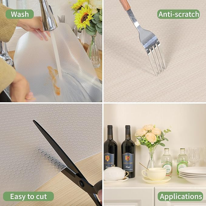 Shelf Liners 18 inch x 20 ft Kitchen Cabinets Liner Non-Stick Drawer Mats EVA Protector Shelving Cupboard Lining (Clear, 18 inch x 20 ft)