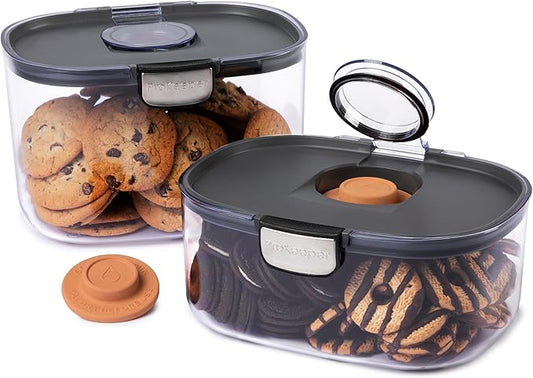 Progressive ProKeeper International Airtight Food Storage Container with Terracotta Disk for Freshness, Stackable & Dishwasher Safe, Ideal for Cookies, Baked Goods, & More, 3 & 5 Quart Set