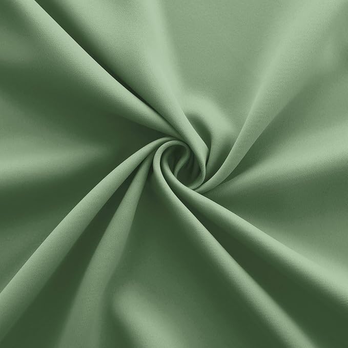 KOUFALL Sage Green Small Curtains for Bathroom Windows Rod Pocket Storage Under Cabinet Covers for Kitchen 24 Inch Length