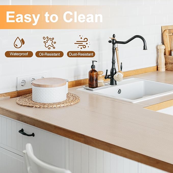 FEXIA Shelf Liners for Kitchen Cabinets Drawer Non Adhesive Non-Slip Liner 22 Inches x 20 FT Waterproof & Oil-Proof Durable Material Fridge Liner for Shelves