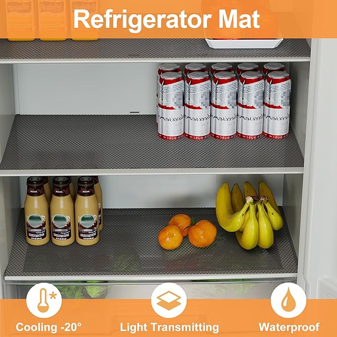 FLPMIX Kitchen Cabinet Liner 17.7-Inch: Translucent Gray Cabinet Drawer Liner - Waterproof Clear Refrigerator Shelf Mat for Pantry Cupboard 17.7" x 300"