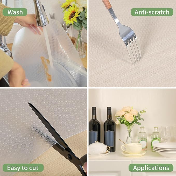 Shelf Liners 30 inch x 20 ft Shelf Liners for Kitchen cabinets nonstick Shelf Lining Drawer Mats EVA Protector for Cupboard (Clear,30 inch x 20 ft)