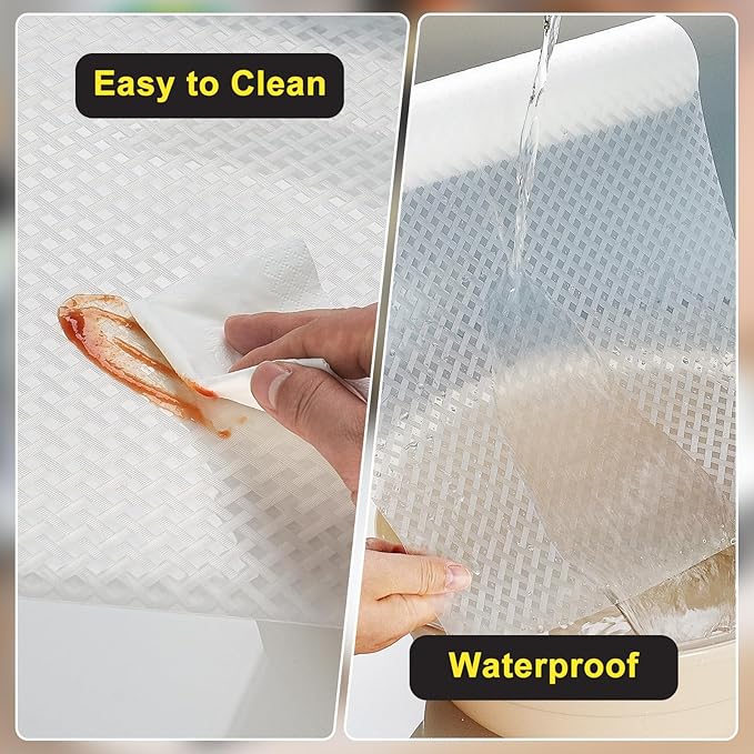 Refrigerator Liner, Waterproof Shelf and Drawer Liners for Kitchen Cabinet, Bathroom Under Sink Mat Non Adhesive Fridge Liner EVA Place Mats Roll - Clear 12"×236.2"