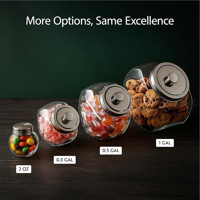Restaurantware Vetri 2 Ounce Mini Favor Jars 100 Durable Candy Jars - With Wide Spout Chrome Lid Clear Glass Candy Jars Dishwashable
