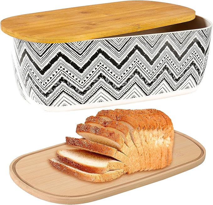 Bread Box For Kitchen Countertop,Bread Box with Cutting Board Lid Made with Bamboo Fiber,Bread Container Holder Keeper Keep Fresh I14.4x8.3x5.6 in……