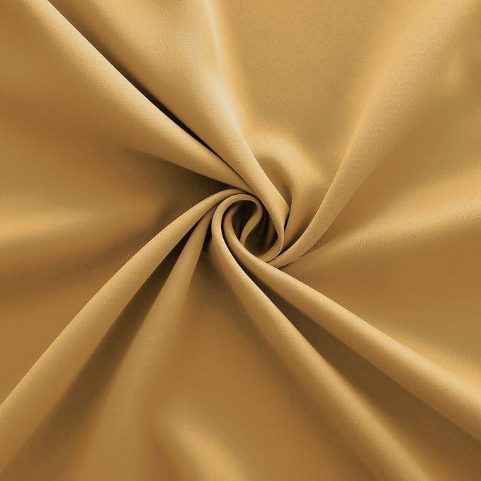 KOUFALL Light Gold Short Curtains 36 Inch Length for Kitchen Small Window Blackout Rod Pocket Window Coverings for Bedroom Bathroom 34 x 36 Inches Long