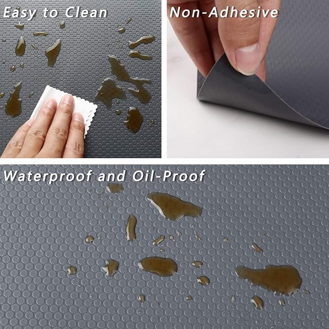 HooTown Shelf Liner Kitchen Cabinet Drawer Mats 23.6 Inch Wide x 32.8 Feet Long, Non Slip EVA Plastic Water Resistant Pad for Bathroom Drawers,Shoe Shelves, Under Sink, Grey