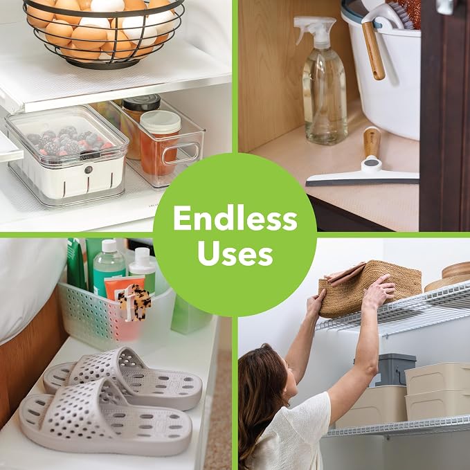 EasyLiner Clear Classic Shelf Liner - Durable Non-Adhesive Fridge Liner - Easy-to-Install and Easy-to-Clean - Kitchen Liner Mat for Fridge Shelves - Food Safe - Removable - 12 in x 20 ft - Clear