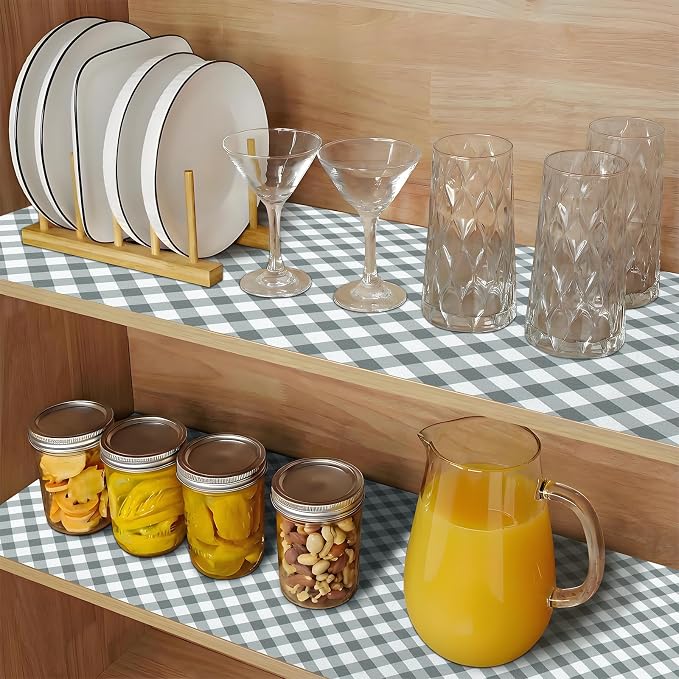Shelf Liners Non Adhesive 3Rolls*17.7'' X 96'' Drawer Liner for Kitchen Cabinets, Waterproof Shelf Liners Durable Anti-Slip for Kitchen Cabinets Cupboard Liner