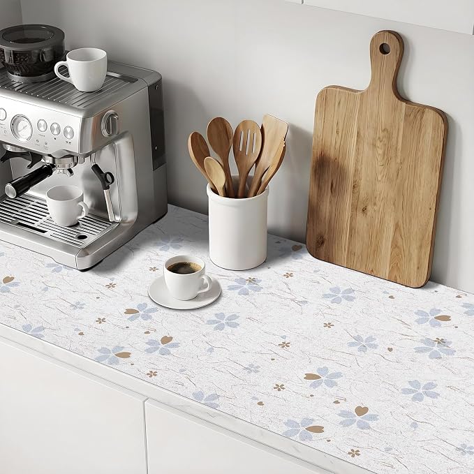 Non Adhesive Shelf Liner 5Rolls*12'' X 120'' Drawer Liner for Kitchen Cabinets, Waterproof Shelf Liners Durable Anti-Slip for Kitchen Cabinets Cupboard Liner