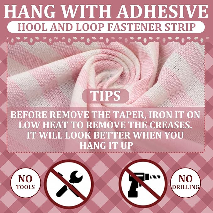 Pink Ruffle Gingham Sink Skirt Self-Adhesive Bathroom Stitch Self Stick Adhesive Fabric Under Sink Curtain Skirt 32 x 55 in for Bathroom Kitchen Laundry Utility Room Decor(Stripe)