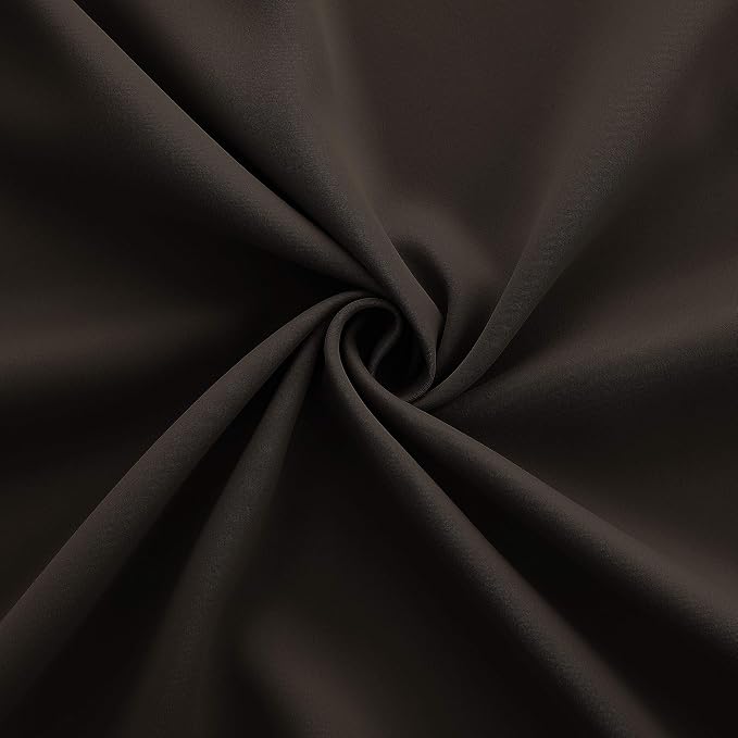 KOUFALL Chocolate Brown Small Window Curtains, Thermal Short Blackout Curtains for Kitchen Over Sink Bathroom Window Cabinet Bedroom, 34W x 24 in Length
