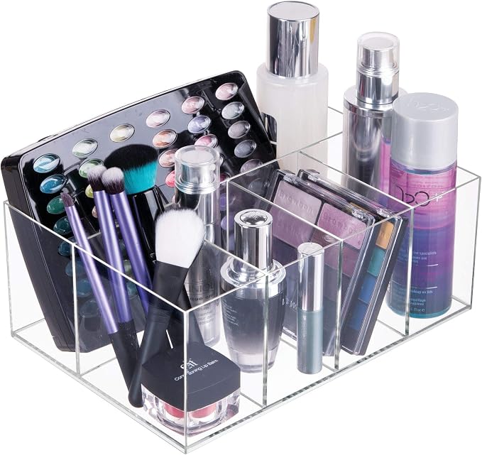 iDesign 5-Section Divided Vanity Organizer for Cosmetic Storage - Clear (Pack of 4)