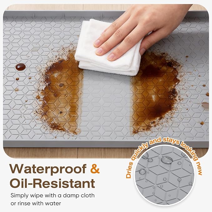 TRZZ Silicone Waterproof Under Sink Mat 28" x 22", Drip Tray and Cabinet Liner for Kitchen and Bathroom, Prevents Water Damage and Organizes Cabinets (Black)