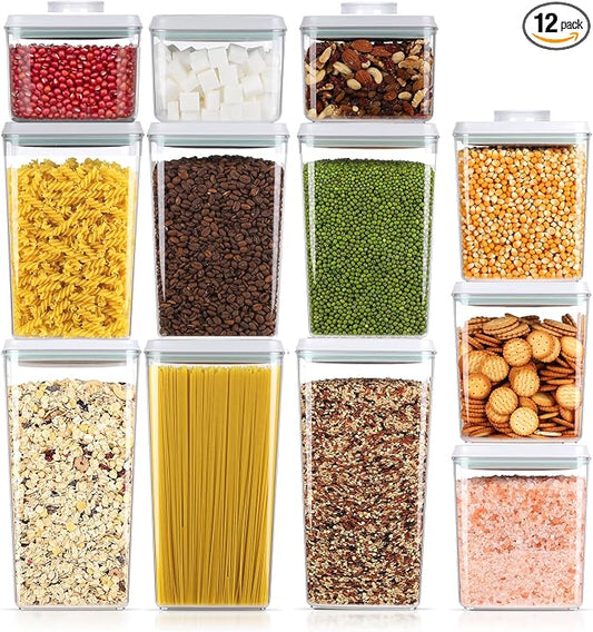 Melovom 12 Pcs Pop Food Storage Containers Airtight Food Storage Containers Set with Lids Kitchen Pantry Organization and Storage, 3.4Qt, 2.8Qt, 2.1Qt, 1.2Qt