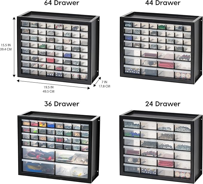 IRIS USA 36-Drawer Storage Cabinet, Made in USA, Small Parts Storage Craft Organizer, Tool Chest, Hardware, Electronics, Screws, Nuts & Bolts, Garage & Workshop Storage, Teacher Toolbox, Black