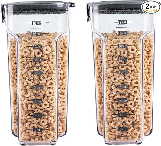 Progressive International ProKeeper+ Clear Plastic Airtight Food Baker's Kitchen Storage Organization Container Canister Set with Magnetic Accessories, 2- Piece Set (Cereal 4.5-Quart)