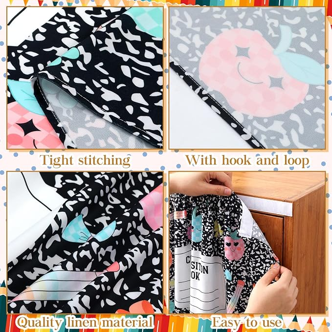 VitalCozy Composition Notebook Table Skirt for Classroom Teacher 28" W x 51" L Desk Skirts Teacher Appreciation Week Back to School Gifts for Kindergarten Classroom Office Bookcase Decoration