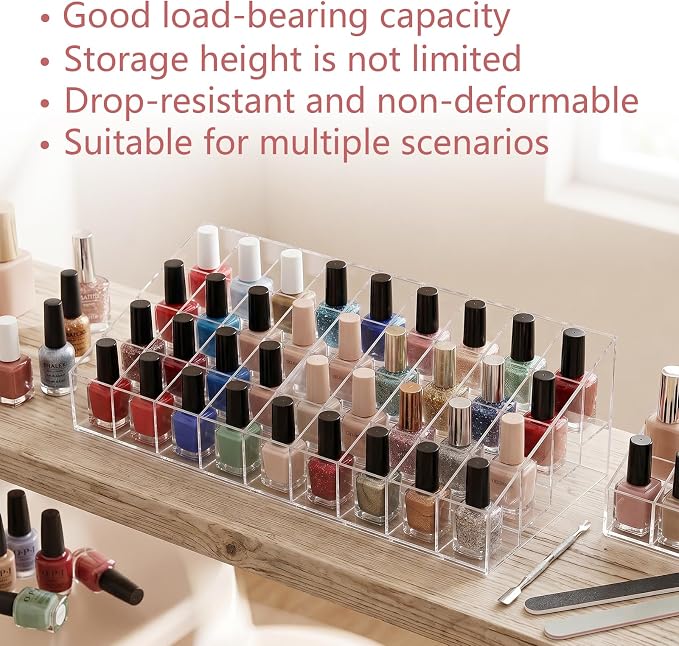 Nail Polish Organizer Holder,36 Slots Nail Organizer Rack, Clear Acrylic Nail Polish Storage Shelves,6-Tier Nail Polish Display Stand for Vanity, Bathroom Counter, Dresser,Salon,(1 Pack)