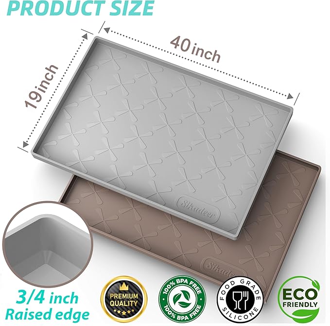 SIKADEER 40" x 19" Under Sink Mat Waterproof, Silicone Mat Kitchen Drawer Shelf and Cabinet Liner, Sink Protector for Kitchen Organizers and Storage, Boot Tray Pet Food Mats