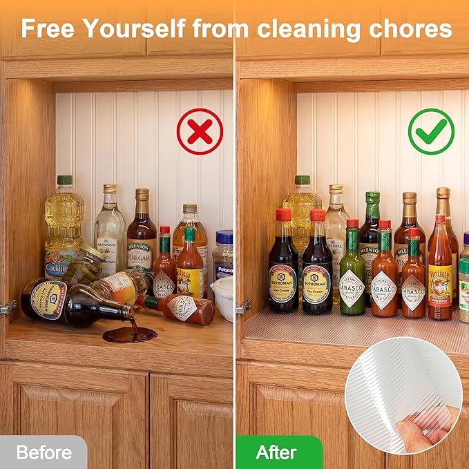 FEXIA Shelf Liners for Kitchen Cabinets Drawer Non Adhesive Non-Slip Liner 22 Inches x 20 FT Waterproof & Oil-Proof Durable Material Fridge Liner for Shelves