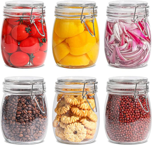 ComSaf 6-Pack 25oz Round Glass Mason Jars with Lids, Airtight Canning Jars for Preserving & Pickling, Multi-Purpose Storage Containers for Kitchen, Bathroom & Laundry, Ideal Housewarming Gift Set