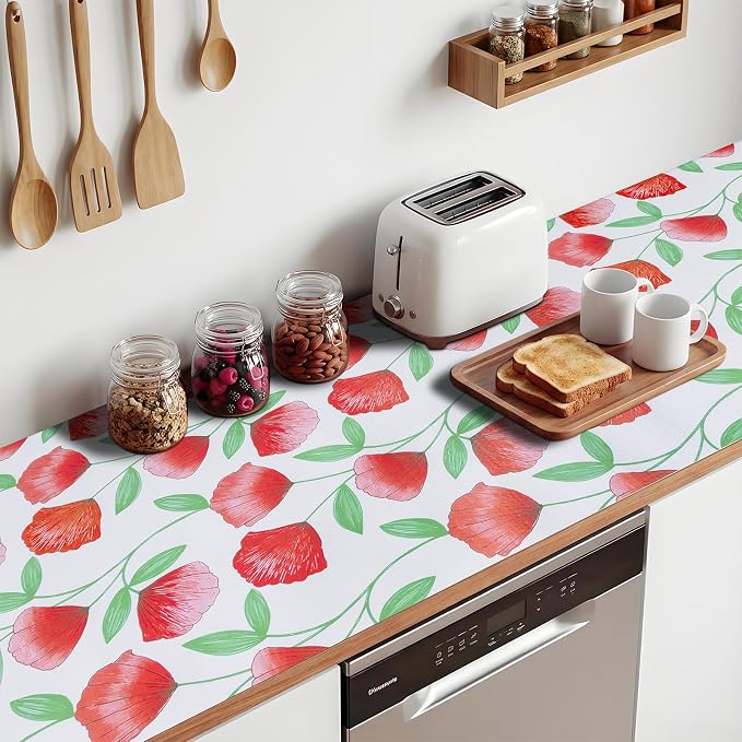Non Adhesive Shelf Liner 10Rolls*12'' X 120'' Drawer Liner for Kitchen Cabinets, Waterproof Shelf Liners Durable Anti-Slip for Kitchen Cabinets Cupboard Liner
