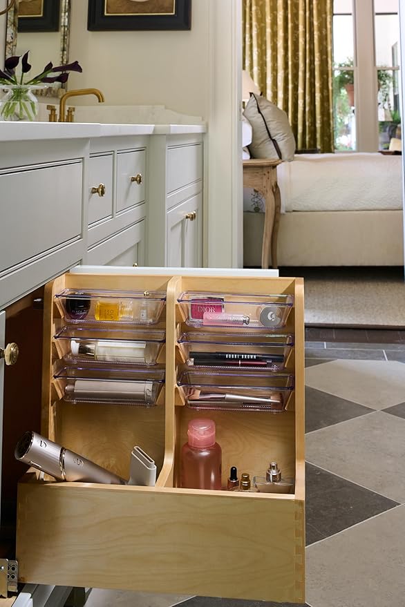 Rev-A-Shelf 24" Wood Vanity Sink Pull Out Organizer Cabinet Storage w/Soft-Close for Kitchen or Bathroom, Maple Wood, 441-12VSBSC-1