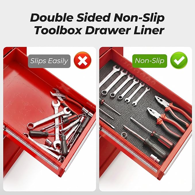 PABUSIOR Toolbox Drawer Liner 24 Inch: Large Non Slip Tool Box Shelf Liners for Under Sink - 5MM Thick Foam Heavy Duty Cabinet Mats for Garage Shelves 24" W x 197" L Black
